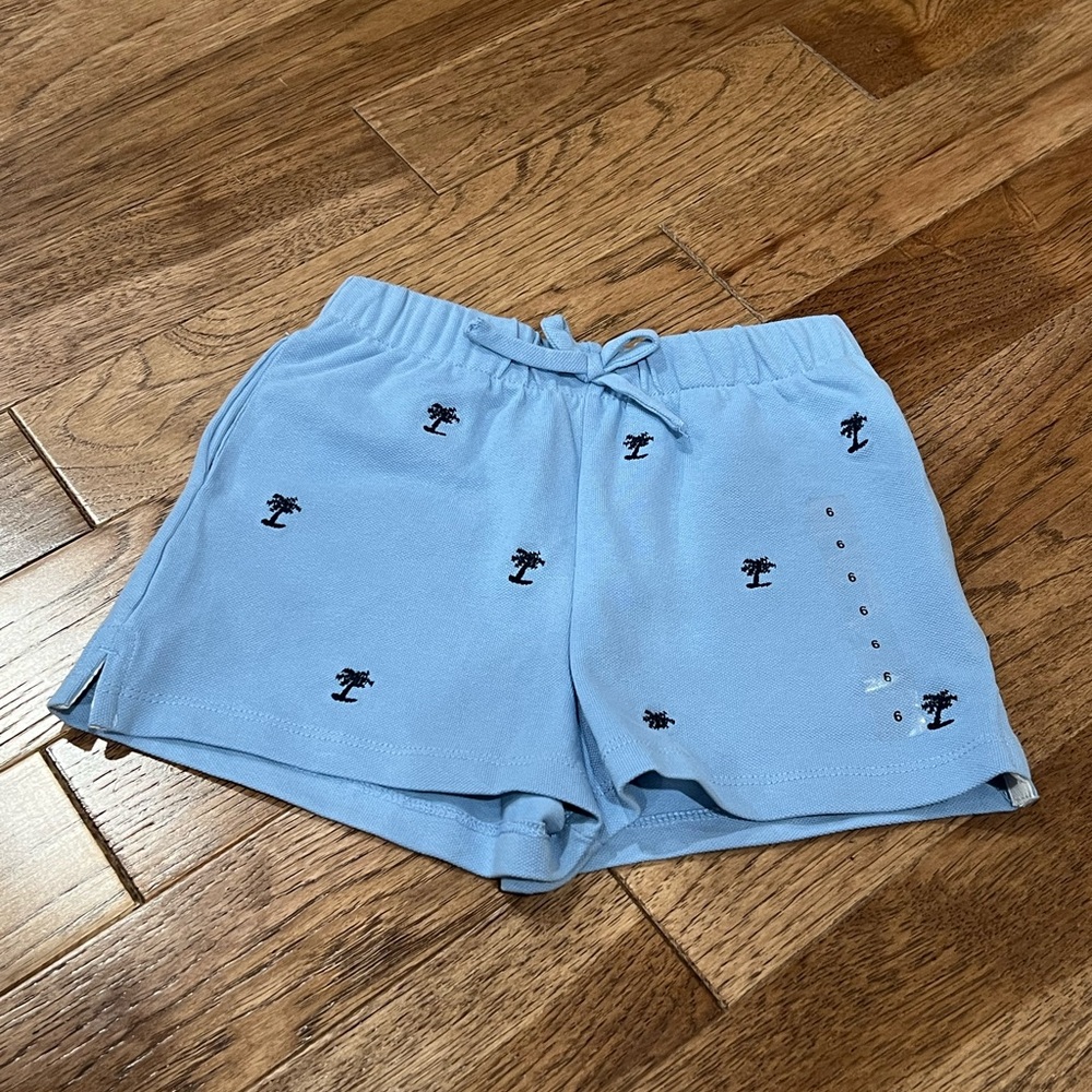 NWOT Polo Ralph Lauren Light Blue Shorts With Navy Palm Trees Girls Size 6